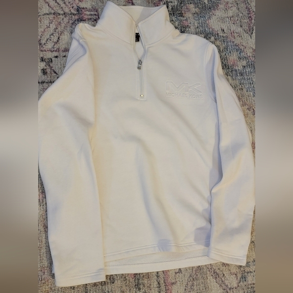 Michael Kors White Quarter-Zip Pullover SIZE M - Picture 2 of 4